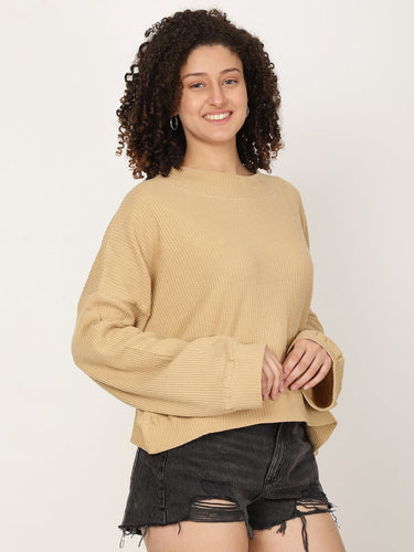 Women Solid textured Pullover Sweatshirt - RueCollections